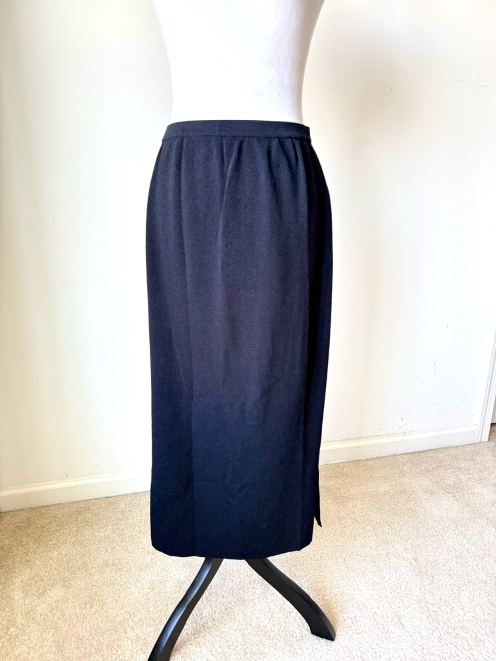Vintage CHARTER CLUB Black Knit Midi Pencil Skirt—SZ. Small